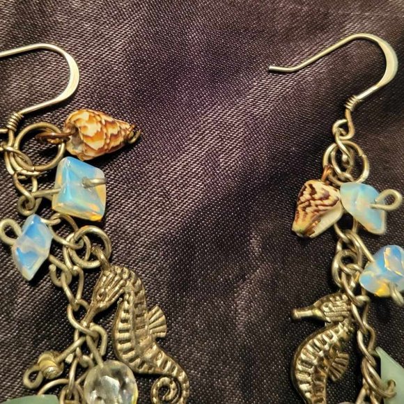 Nautical Beach Inspired Dangle Earrings with Sterling Silver Hooks - Picture 2 of 4